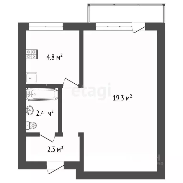 1-к кв. Крым, Ялта ул. Дзержинского, 34 (32.6 м) - Фото 1