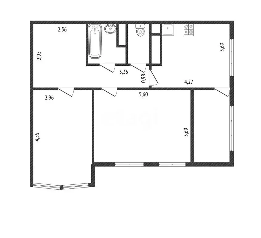 2-комнатная квартира: Белгород, Кирпичная улица, 65 (67 м) - Фото 1