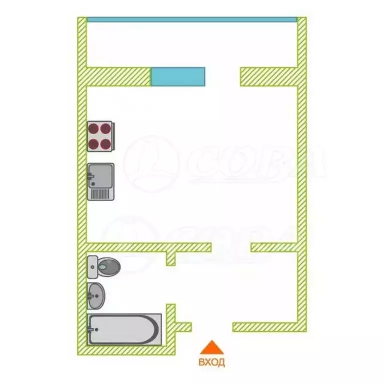 Квартира-студия: Тюмень, Газопромысловая улица, 8 (32.5 м) - Фото 2