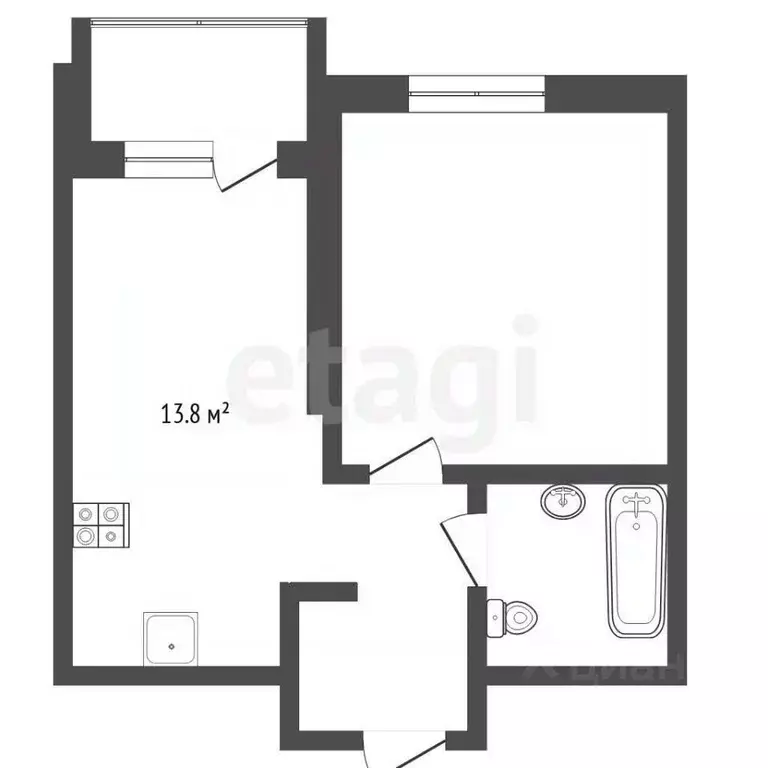 1-к кв. Тюменская область, Тюмень ул. Республики, 204к18 (35.8 м) - Фото 2