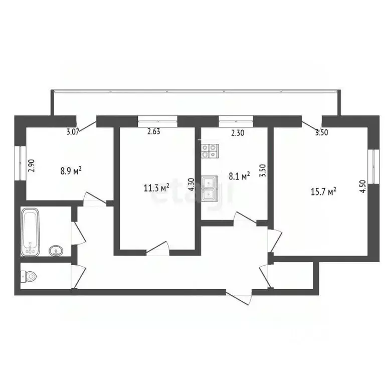 3-к кв. Белгородская область, Белгород 10-й мкр, ул. Спортивная, 5 ... - Фото 1