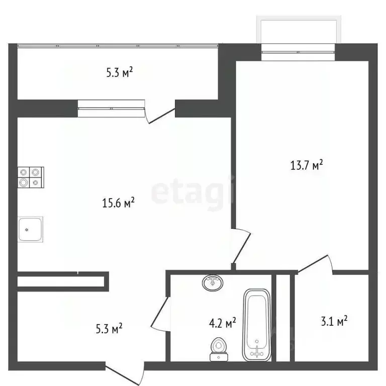 1-к кв. Тюменская область, Тюмень ул. Бастрыгина (47.2 м) - Фото 1