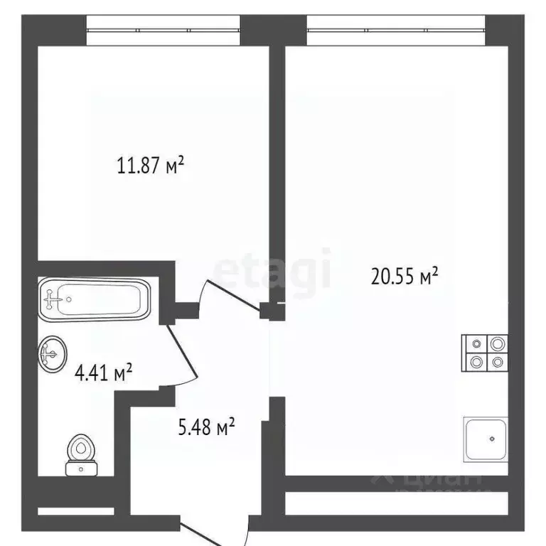 1-к кв. Тюменская область, Тюмень ул. Разведчика Кузнецова, 7 (39.5 м) - Фото 2