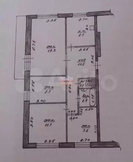 4-к. квартира, 70,9 м, 4/5 эт. - Фото 0