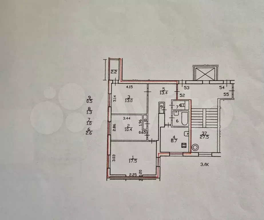 3-к. квартира, 68,4 м, 2/6 эт. - Фото 0