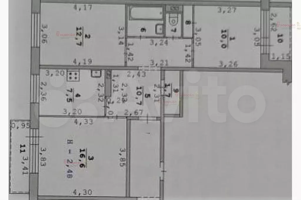 3-к. квартира, 63 м, 6/9 эт. - Фото 0