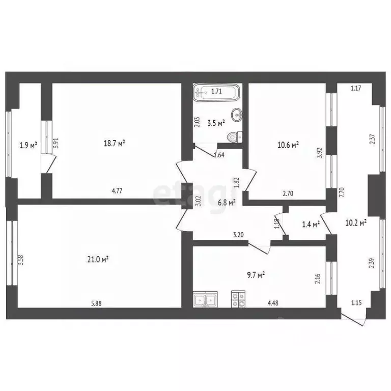 3-к кв. Крым, Феодосия ул. Володарского, 15А (83.8 м) - Фото 2