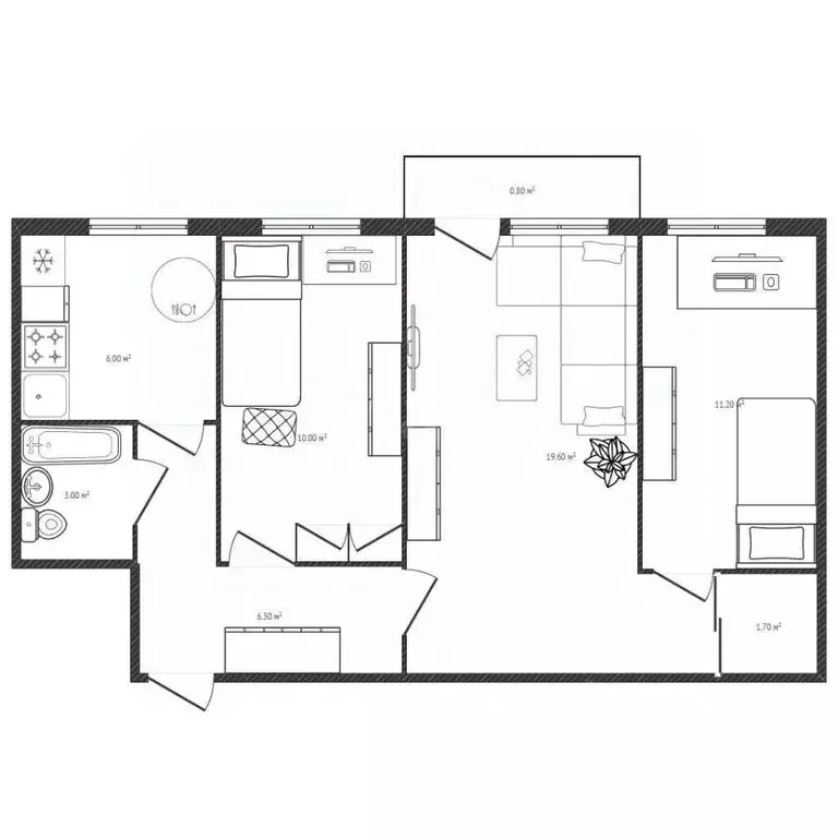 3-к кв. Брянская область, Брянск Дятьковская ул., 109/59 (58.3 м) - Фото 2