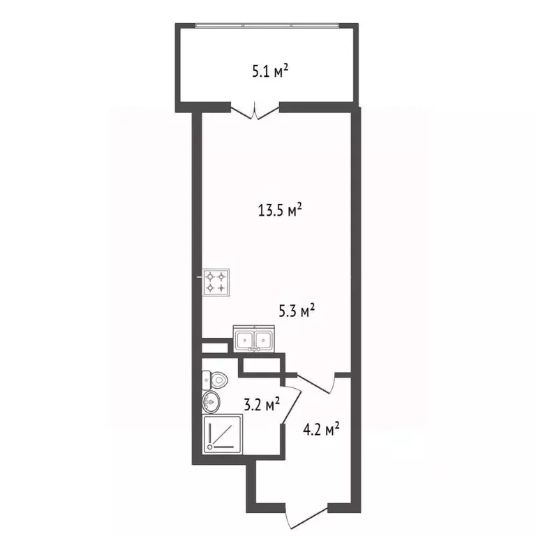 Студия Санкт-Петербург Ремесленная ул., 15 (25.8 м) - Фото 2