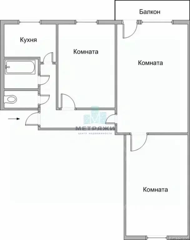3-к кв. Калужская область, Киров ул. Бебеля, 1А (57.2 м) - Фото 2
