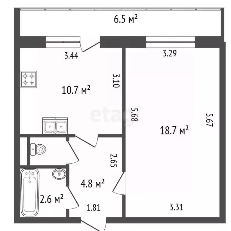 1-к кв. Санкт-Петербург ул. Оптиков, 52к2 (37.8 м) - Фото 1