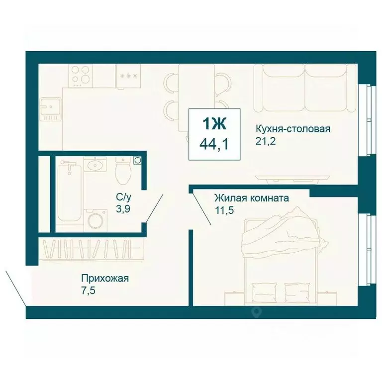 1-к кв. Свердловская область, Екатеринбург ул. 8 Марта, 197 (44.1 м) - Фото 0