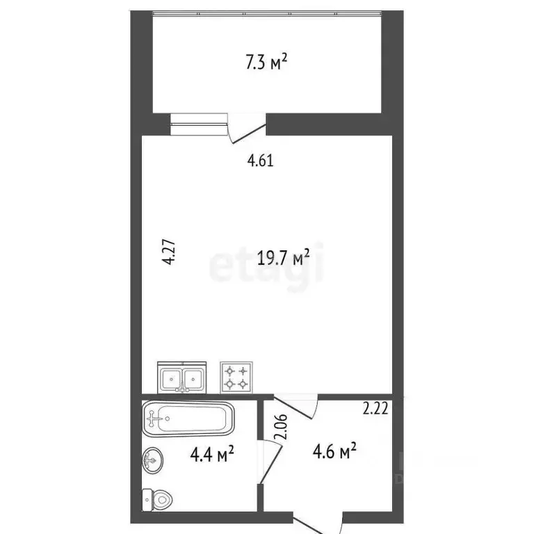 Студия Санкт-Петербург пос. Парголово, Заречная ул., 11к2 (28.6 м) - Фото 1
