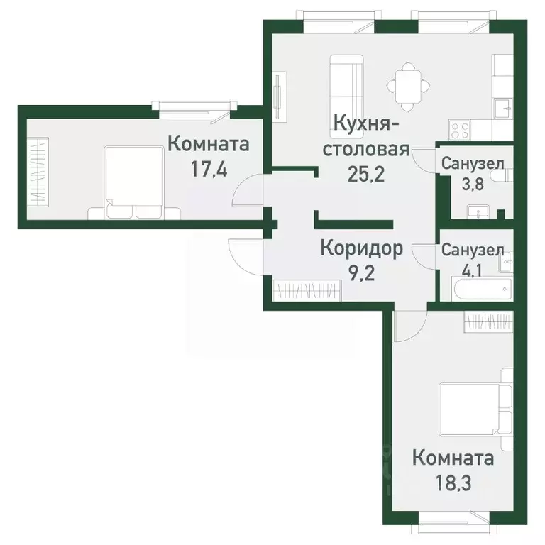 2-к кв. Челябинская область, Челябинский городской округ, пос. ... - Фото 0