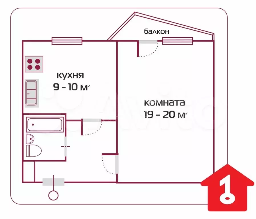 1-к. квартира, 37,5 м, 2/9 эт. - Фото 0