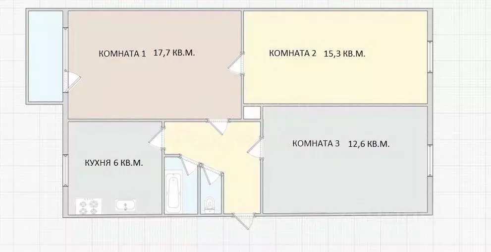 3-к кв. Московская область, Люберцы городской округ, Красково пгт ул. ... - Фото 2