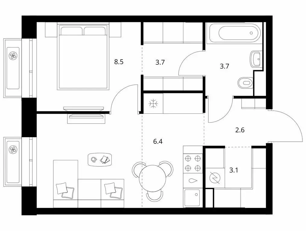 1-комнатная квартира: Владивосток, ЖК Снежный Парк (37.1 м) - Фото 1