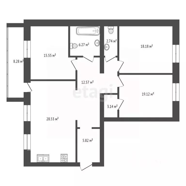 3-к кв. Тюменская область, Тюмень ул. Тимофея Кармацкого, 7к2 (119.74 ... - Фото 2