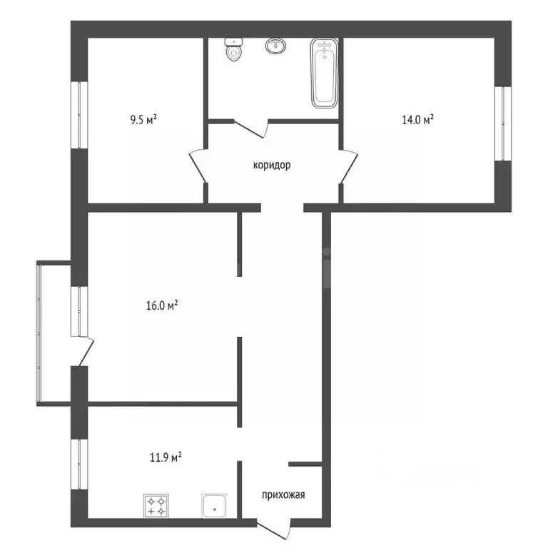 3-к кв. Красноярский край, Красноярск 9 Мая ул., 7 (68.3 м) - Фото 2