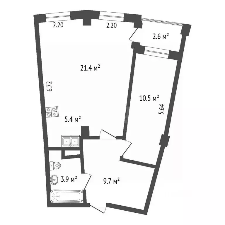 1-к кв. Ростовская область, Батайск ул. Орджоникидзе, 2Г (50.9 м) - Фото 2