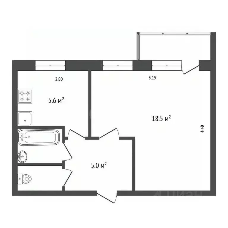 1-к кв. Красноярский край, Красноярск ул. Куйбышева, 87 (33.1 м) - Фото 2