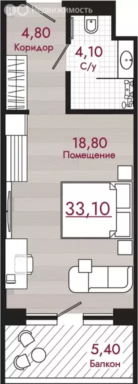 Квартира-студия: Краснодарский край, Туапсинский муниципальный округ, ... - Фото 1