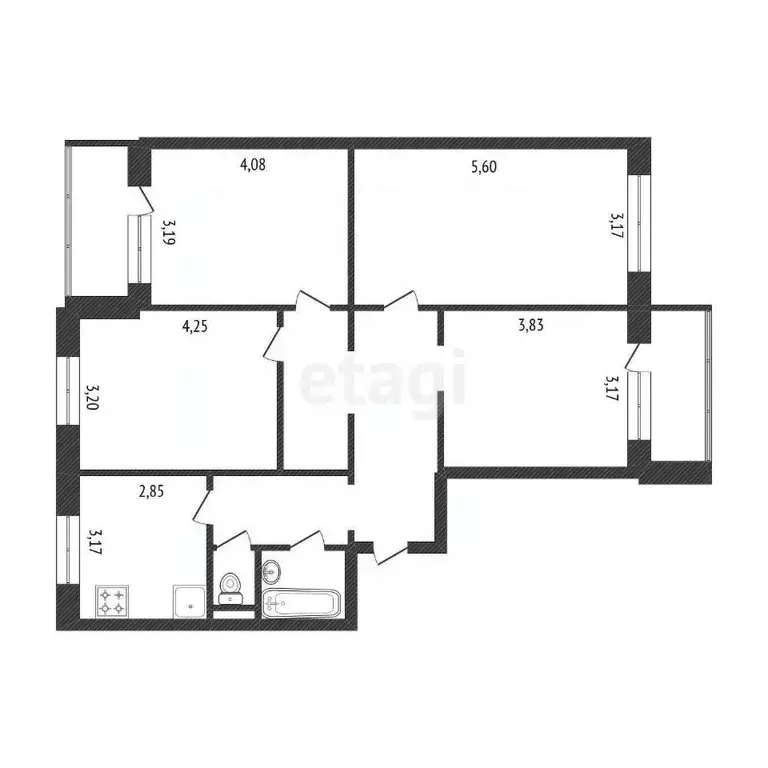 4-к кв. Белгородская область, Белгород ул. 5 Августа, 17 (82.0 м) - Фото 1