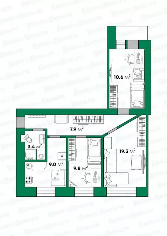 3-к кв. Кировская область, Киров ул. Воровского, 121 (59.9 м) - Фото 1