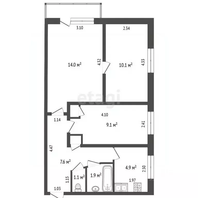 3-к кв. Забайкальский край, Чита ул. Декабристов, 2Б (49.9 м) - Фото 2