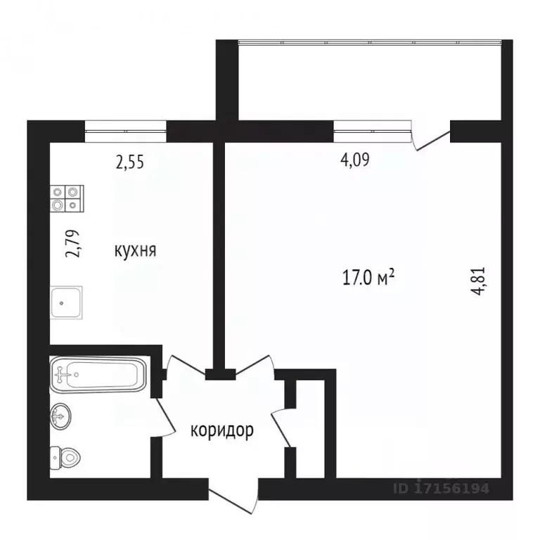 1-к кв. Тюменская область, Тюмень Садовая ул., 121а (31.3 м) - Фото 1