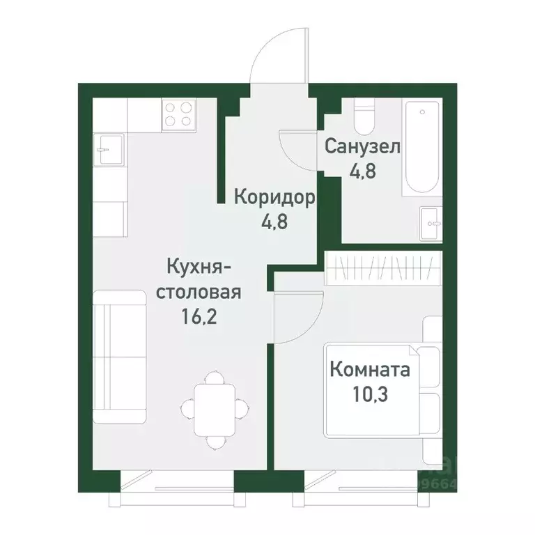 1-к кв. Челябинская область, Челябинский городской округ, пос. ... - Фото 0