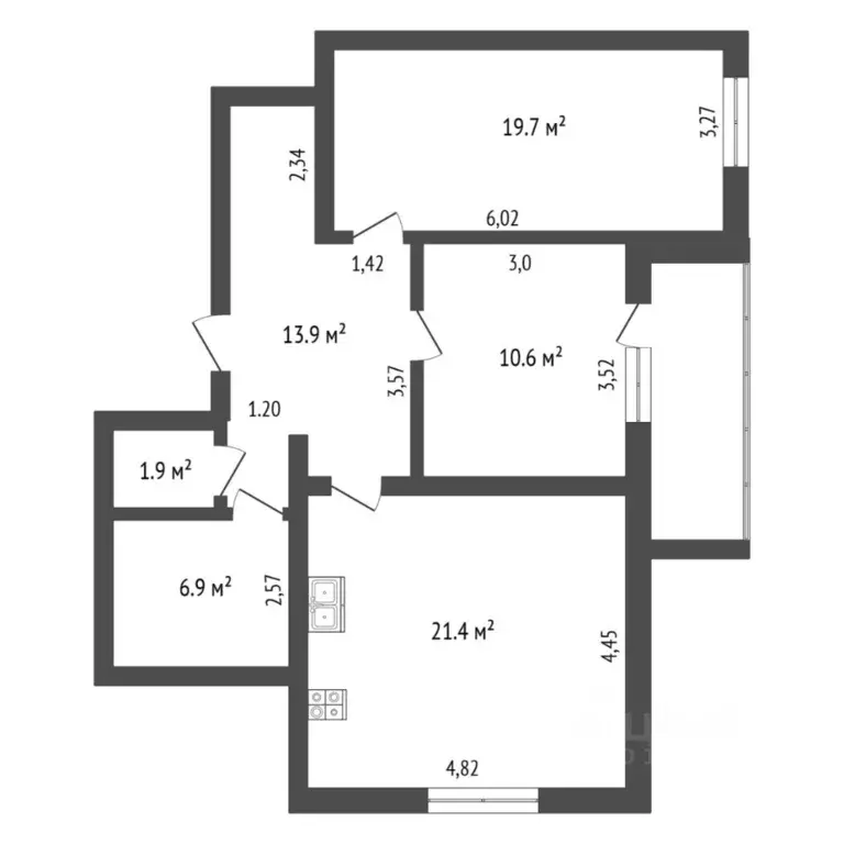 2-к кв. Тюменская область, Тюмень Холодильная ул., 142 (74.4 м) - Фото 1