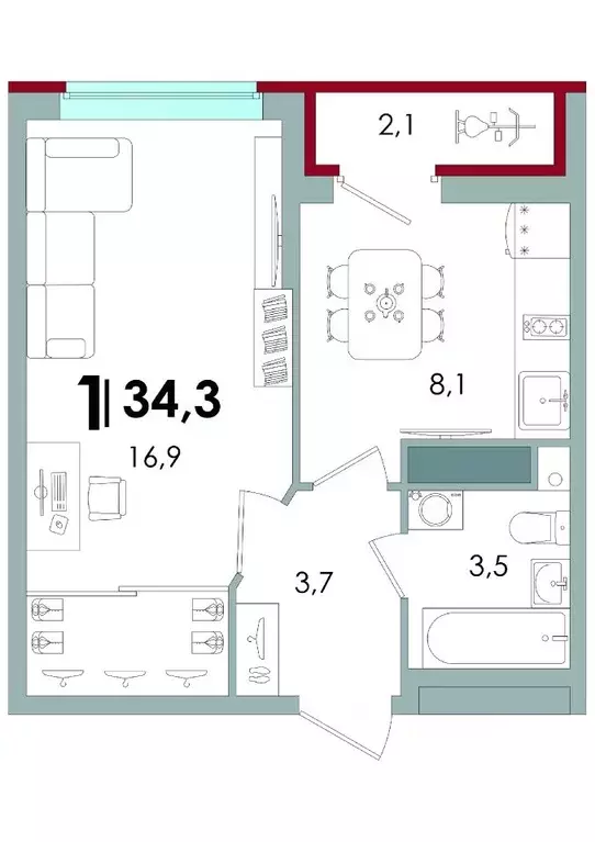 1-к кв. Тверская область, Тверь ул. С.Я. Лемешева, 6 (34.3 м) - Фото 0