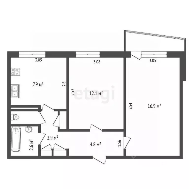 2-к кв. Хабаровский край, Хабаровск Южный мкр, ул. Панфиловцев, 24 ... - Фото 1