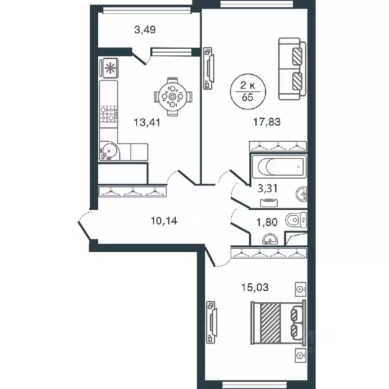 2-к кв. Тверская область, Тверь Южный мкр,  (65.0 м) - Фото 0