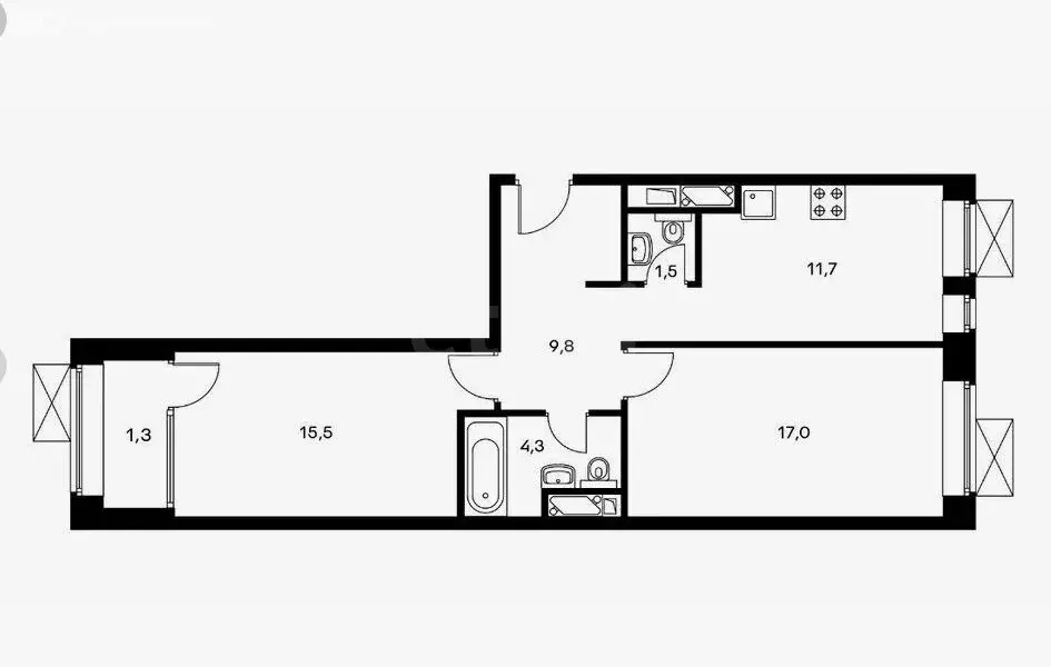 2-комнатная квартира: Болохово, Болохово, улица Ленина, 4 (52.7 м) - Фото 1