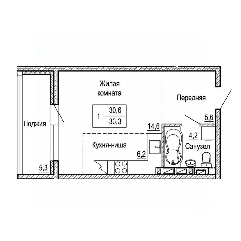 1-к кв. Приморский край, Владивосток ул. Ладыгина (33.3 м) - Фото 0
