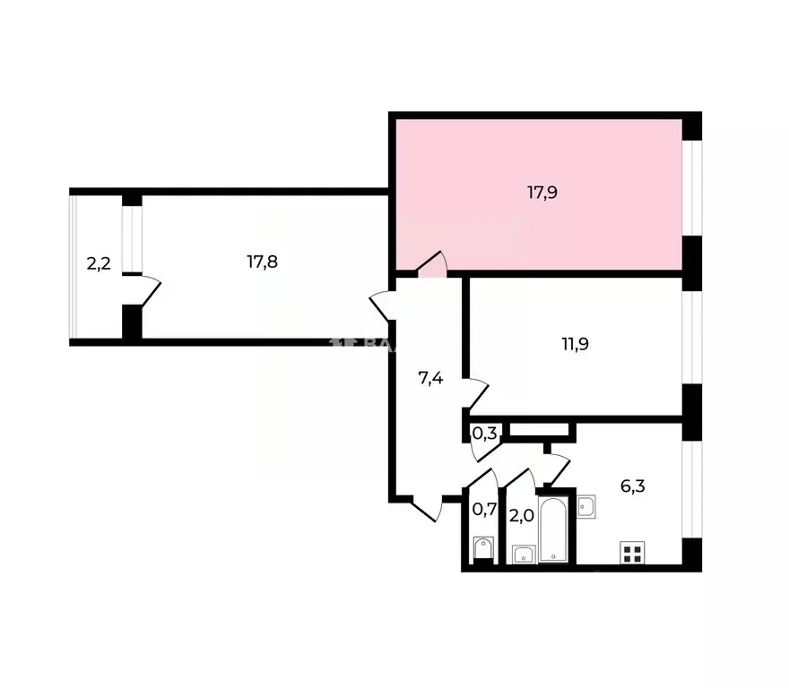 Комната Санкт-Петербург Дачный просп., 3К1 (17.9 м) - Фото 2