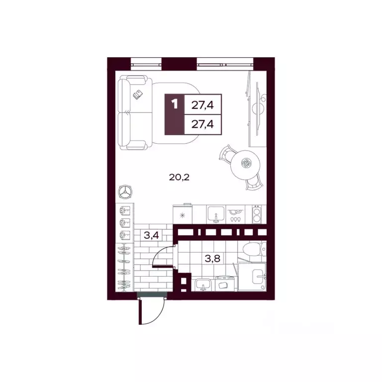 Студия Тюменская область, Тюменский муниципальный округ, д. Дударева ... - Фото 1