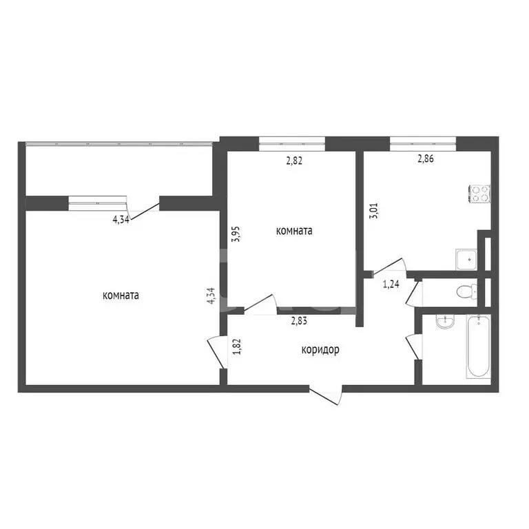 2-комнатная квартира: Омск, улица Малиновского, 12к1 (52.5 м) - Фото 1