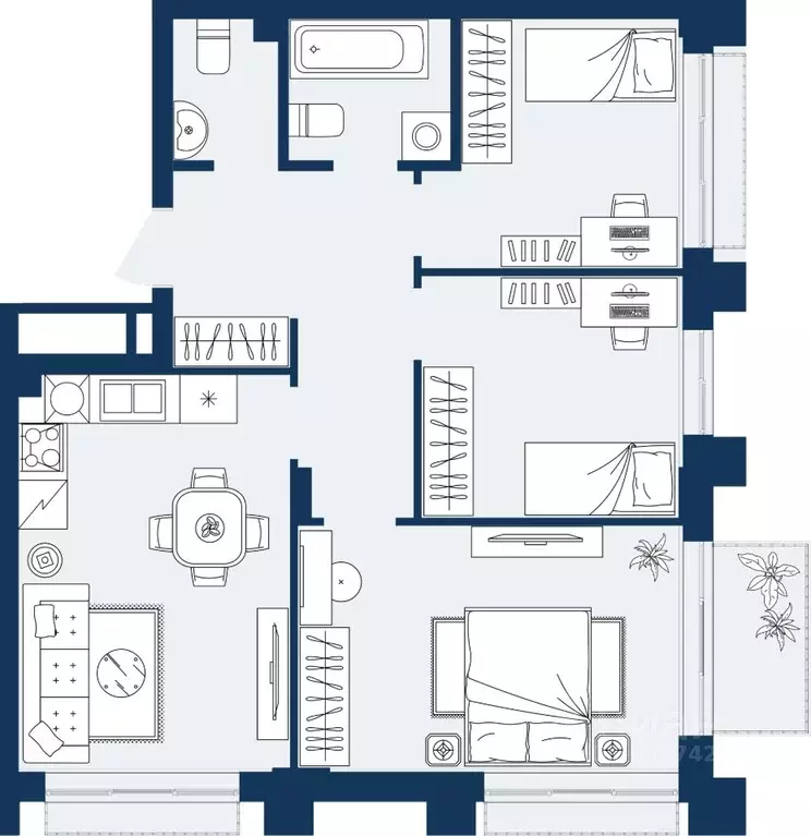 2-к кв. Дагестан, Махачкала Ипподром мкр,  (65.67 м) - Фото 1