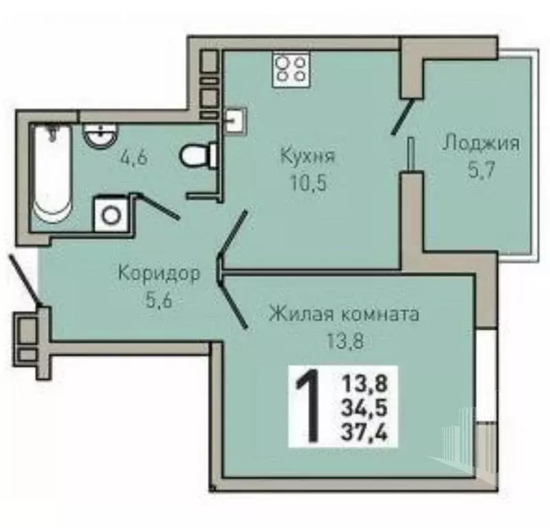 1-комнатная квартира: Пермь, Спартаковская улица, 14 (38 м) - Фото 0