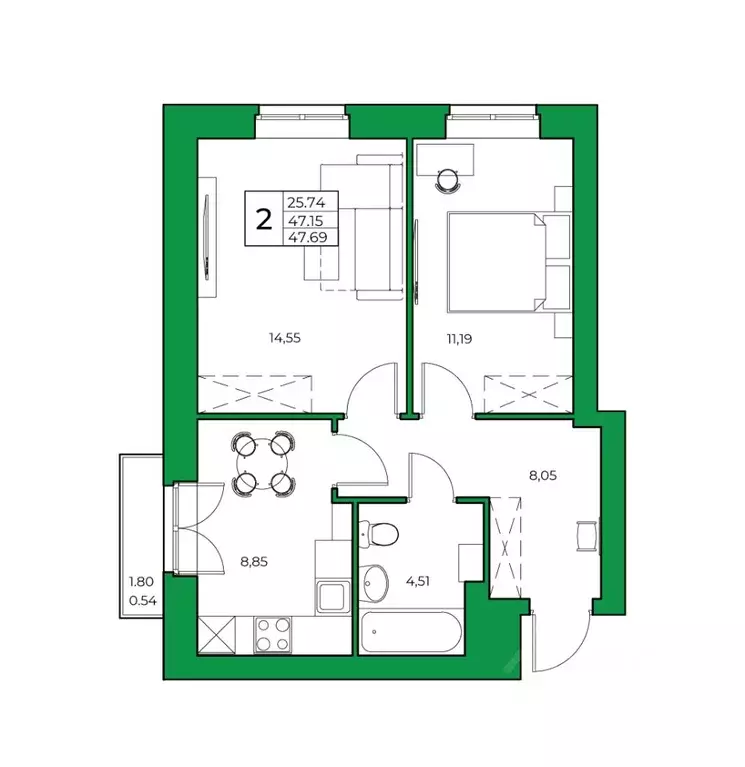 2-к кв. Башкортостан, Уфимский район, Зубовский сельсовет, с. Зубово ... - Фото 0