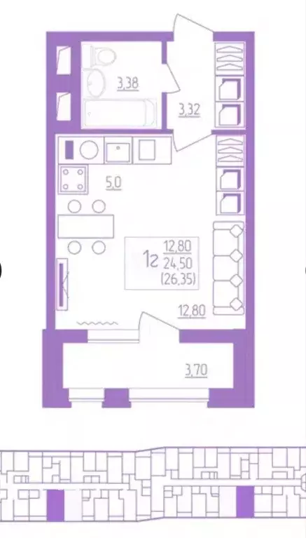 Продаётся квартира-студия, 26.4 м - Фото 1