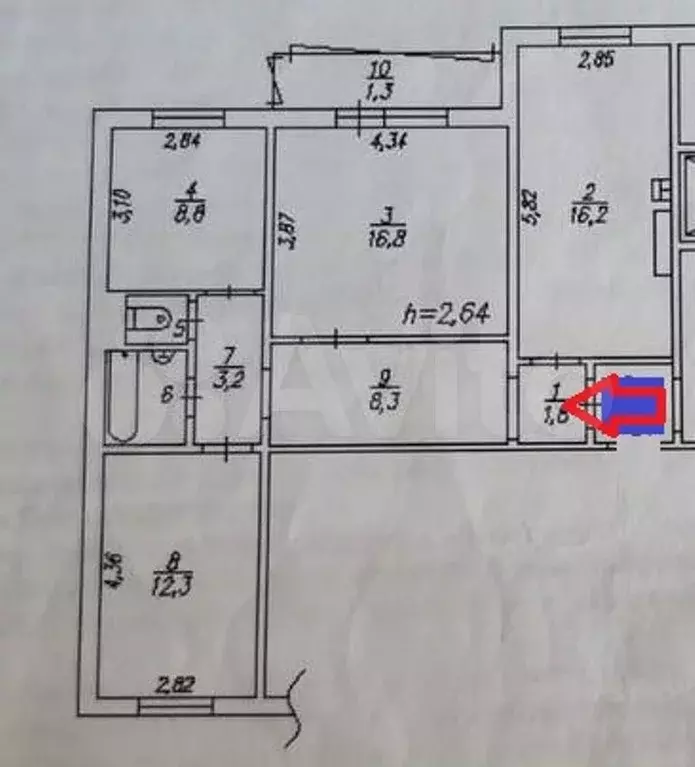 3-к. квартира, 71 м, 3/10 эт. - Фото 0