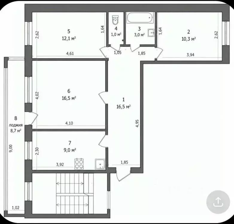 3-к кв. Иркутская область, Иркутск ул. Розы Люксембург, 116 (62.3 м) - Фото 2