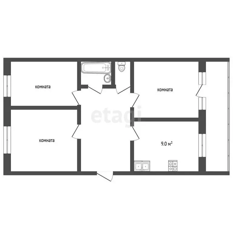 3-комнатная квартира: Печоры, улица Мелиораторов, 16 (57.9 м) - Фото 1