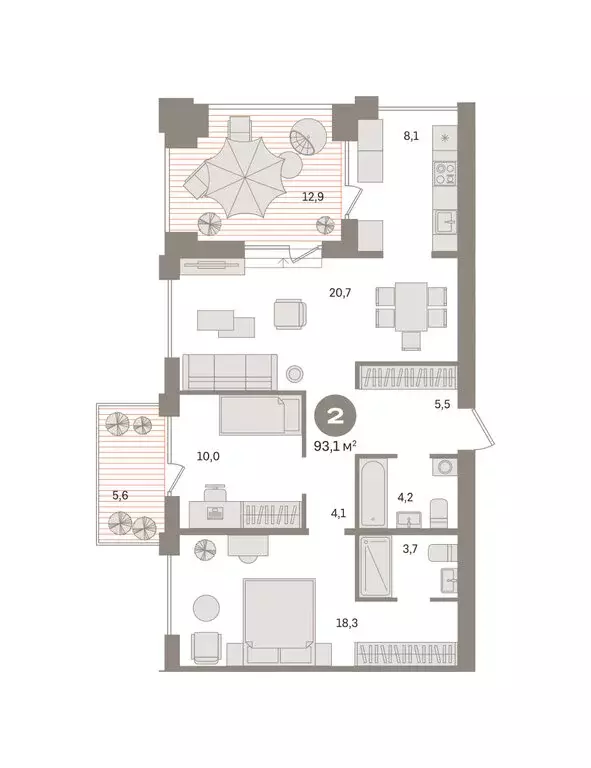 2-комнатная квартира: Новосибирский район, рабочий посёлок Краснообск, ... - Фото 2