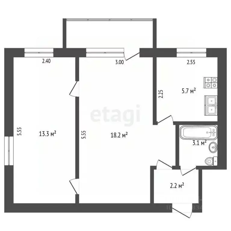 2-к кв. Хабаровский край, Амурск просп. Мира, 4 (42.5 м) - Фото 1