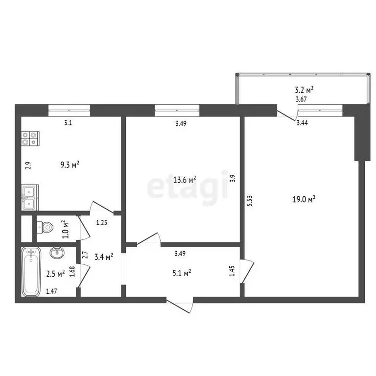 2-комнатная квартира: Феодосия, Строительная улица, 13 (55.7 м) - Фото 0